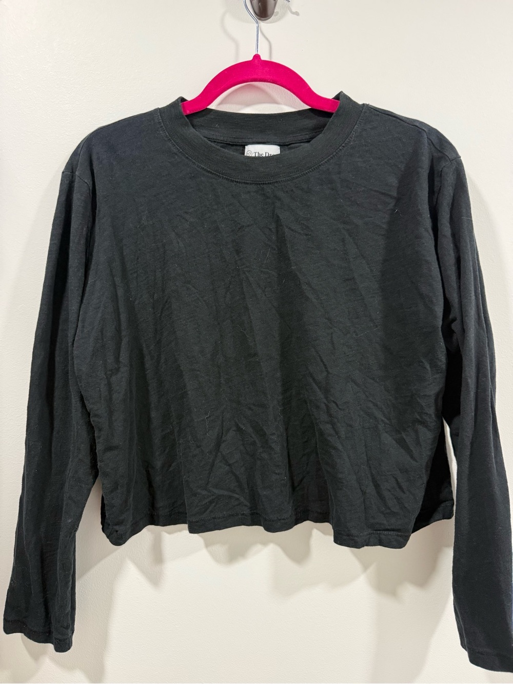 Everyday 100 percent Cotton Black Long-Sleeve Cropped Tee